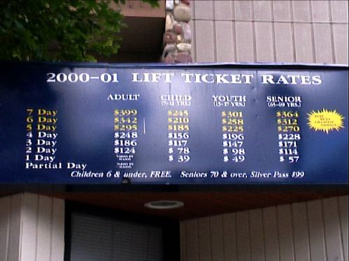 Aspen - Tarifs 2000 2001